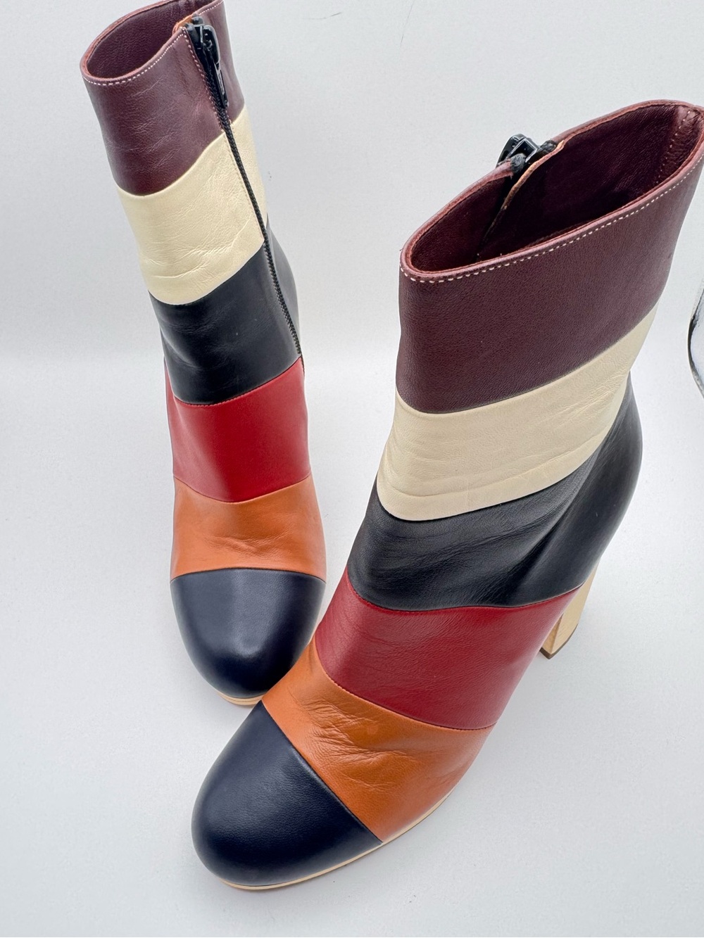 Valentino Garavani Marine Colorblock Leather Ankle Boots Block Heel EU 36 - Picture 4 of 7